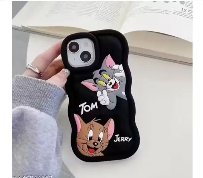 Elevate Soft Tom & Jerry Case Cover for i Phone 13, 3D Cute Cartoon Design Full Protective Case for i Phone 13 - Black     Color