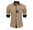 Men Regular Fit Solid Button Down Collar Formal Shirt