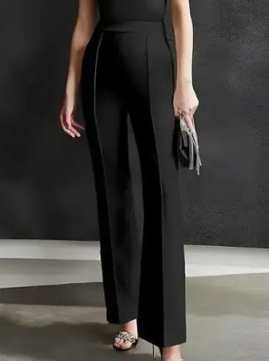 GURFLI Women's Solid Bell Bottoms Black Jeggings