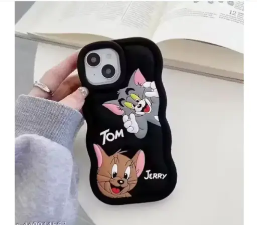 Elevate Soft Tom & Jerry Case Cover for i Phone 13, 3D Cute Cartoon Design Full Protective Case for i Phone 13 - Black     Color