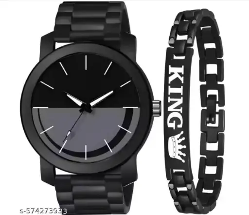 Black Dial Smooth Grip Men's Watch with Rubber Belt Men’s Black Dial Watch with Comfortable Rubber Strap