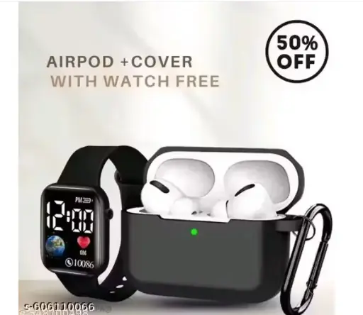 New Combo Offer unisex Digital Watch with A True Wireless Bluetooth Earbuds with cover  | Bluetooth Earphone