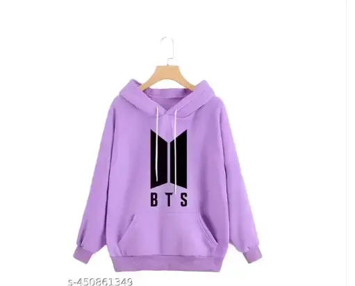 Stylish lavender BTS print hoodie for girls
