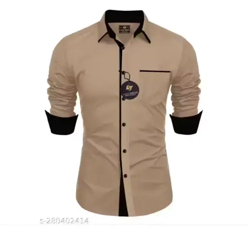 Men Regular Fit Solid Button Down Collar Formal Shirt